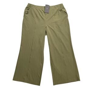 Fabletics Pants Womens 2X Plus Army Green Downtown Wide Leg Relaxed Fit Trousers